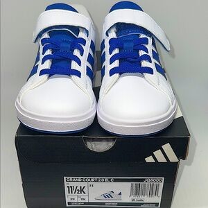 Adidas Kids Grand Court 2.0 Sneakers White/Blue Size 11.5K